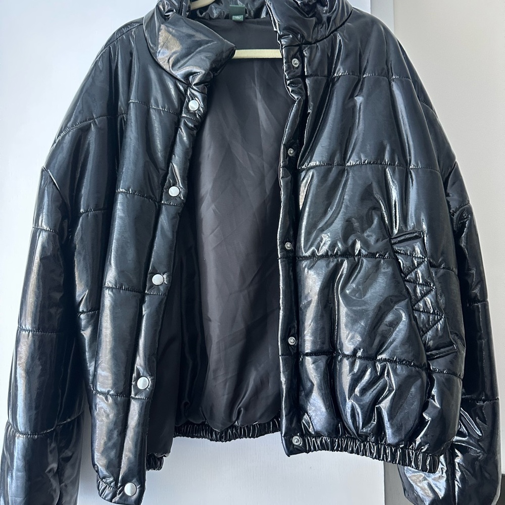 Wild Fable Shiny Black Puffer Jacket